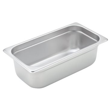 Winco SPJP-304 4" Third Size Solid Anti-Jam Steam Table Pan / Hotel Pan - 23 Gauge