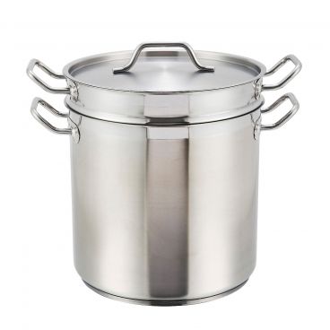 Winco SSDB-8 Stainless Steel 8 Qt. Double Boiler with Cover