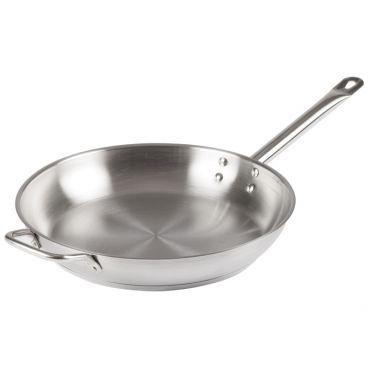 Winco SSFP-12 12-1/2" Stainless Steel Induction Ready Fry Pan with Helper Handle