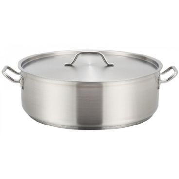 Winco SSLB-15 15 Qt. Induction-Ready Premium Stainless Steel Brazier with Cover
