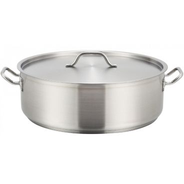Winco SSLB-20 20 Qt. Induction-Ready Premium Stainless Steel Brazier with Cover