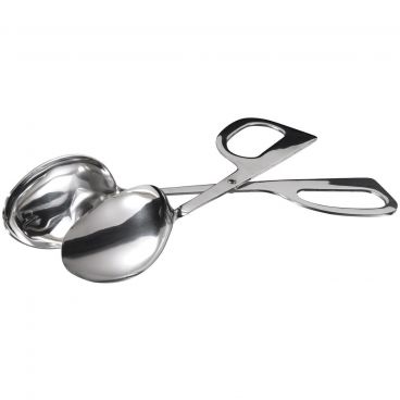 Winco ST-2 Double Spoon 10" Long Mirror Finish Stainless Steel Scissor-Style Salad Tongs