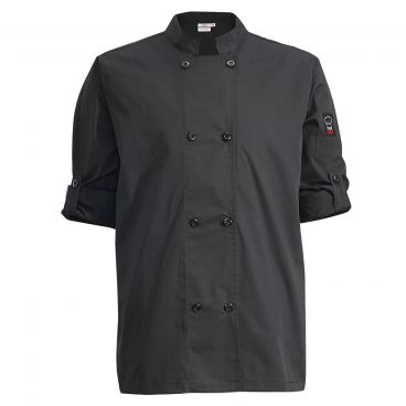 Winco UNF-12KXXL Signature Chef XXL Black Chef Jacket, 65/35 Poly-Cotton