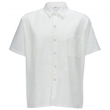 Winco UNF-1W4XL White 4X-Large Signature Chef Short-Sleeved Poly/Cotton Snap-Button Chef Shirt With 1 Chest Pocket