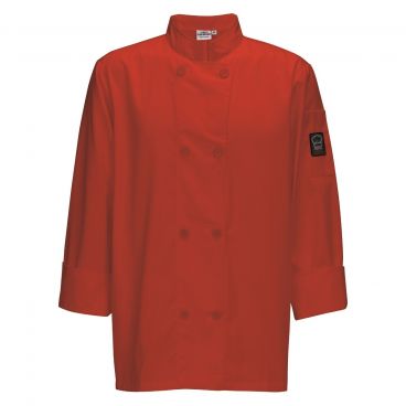 Winco UNF-6RL Mulholland Men's Large Red Chef Jacket, 65/35 Poly-Cotton