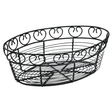 Winco WBKG-10O 9" Oval Black Wire Bread/Fruit Basket