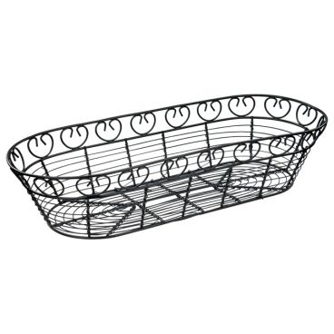 Winco WBKG-15 15" Oblong Black Wire Bread/Fruit Basket