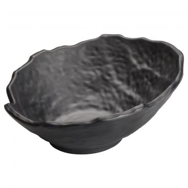 Winco WDM019-308 Kaori 9" Black Round Melamine Angled Bowl