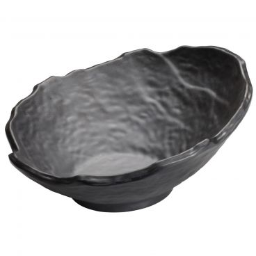 Winco WDM019-309 Kaori 11" Black Round Melamine Angled Bowl