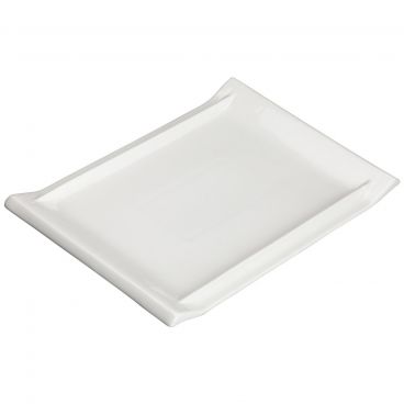 Winco WDP017-112 Tallaro Bright White 11 7/8" x 8" Rectangular Narrow Rim Porcelain Platter