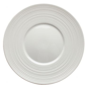 Winco WDP022-106 Zendo White 8 1/8" Round Wide Rim Porcelain Dinner Plate