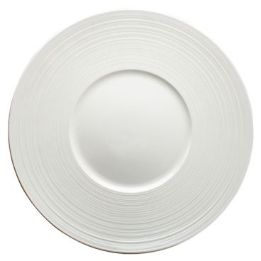 Winco WDP022-110 Zendo White 12 1/8 Round Wide Rim Porcelain Dinner Plate