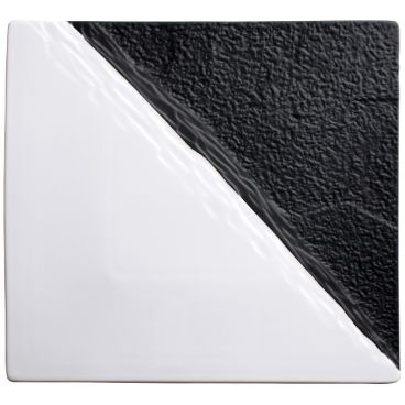 Winco WDP023-205 Visca 13" Black & White Square Porcelain Platter