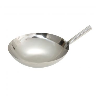 Winco WOK-16N 16" Stainless Steel Chinese Style Wok with Riveted Handle