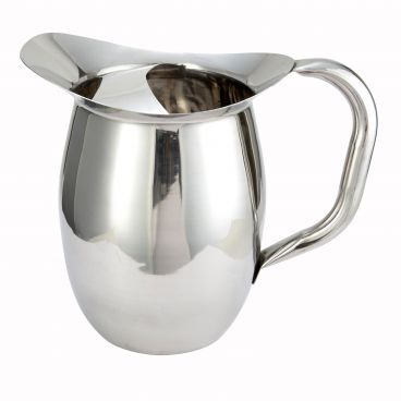 Winco WPB-3C 96 oz. Stainless Steel Bell Pitcher with Ice Guard