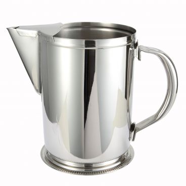 Winco WPG-64 64 oz. Stainless Steel Water Pitcher with Ice Guard