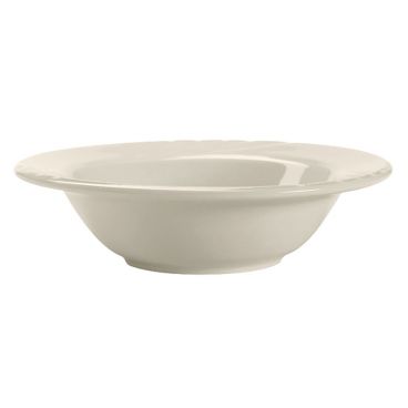 Tuxton YED-063 Monterey 6 1/2 oz 6 3/8" Diameter American White/Eggshell Embossed Rim China Grapefruit Bowl / Dish