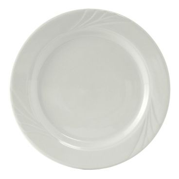 Tuxton YPA-062 Sonoma 6 1/4" Diameter Porcelain White Embossed Rim China Plate