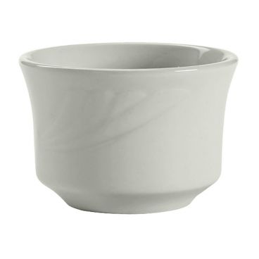 Tuxton YPB-0752 Sonoma 7 oz 3 5/8" Diameter Porcelain White Embossed Rim China Bouillon Cup