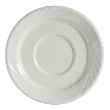 Tuxton YPE-054 Sonoma 5 1/2" Diameter Porcelain White Embossed Rim China Saucer