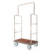 Aarco LC-1C Rectangular Stainless Steel Chrome Finish Luggage Cart with Clothing Rail - 42" x 24" Platform