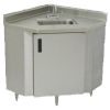 Advance Tabco SHK-2441 41" x 24" Stainless Steel Corner Sink Cabinet With Double Panel Door, 16" x 20" x 12" Deep Sink Bowl