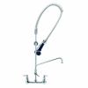 T&S Brass B-0133-A12-B08C 8" Center Wall-Mounted Pre-Rinse Unit with Wall Bracket with 12" Add-On Faucet, and 44" Flexible Hose - 0.65 GPM