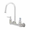 T&S Brass B-0330-01 Wall Mount Double Pantry Faucet with Rigid Gooseneck Nozzle and Lever Handles