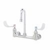 T&S Brass B-2443-F1-CR-SC 1.0 GPM Wall Mount Faucet with Rigid Gooseneck Nozzle and CV Ceramas