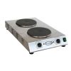 Cadco CDR-3K 15" Electric Countertop Space Saver Hot Plate w/ Two Cast Iron Burners, 220 Volts