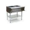 Eagle AWT2-NG 33" Two-Well Gas Water Bath Steam Table with Galvanized Legs and Undershelf - 15,000 BTU