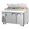 Everest Refrigeration EPPSR2 59.125 Inch Two Section Side Mount Pizza Prep Table 16 Cubic Feet