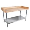 John Boos DSS06 Maple Top 48" x 30" Work Table with Stainless Steel Legs and Adjustable Undershelf