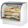 True TCGG-48-HC-LD 48" White Curved Glass Refrigerated Deli Case With Stainless Steel Top and Trim - 23.5 Cu. Ft.  