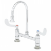 T&S Brass B-0322-04 Adjustable 8” Center Deck Mounted Medical Faucet With 5-13/16” Swivel/Rigid Gooseneck Nozzle And 4” Wrist Handles