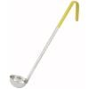Winco LDC-1 Yellow 1 oz LDC Series One-Piece Stainless Steel Serving Ladle With 12" Color-Coded Handle