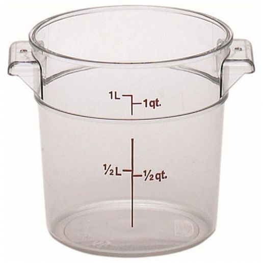 Cambro Clear 1 Quart Capacity Polycarbonate Round Food Storage Container 