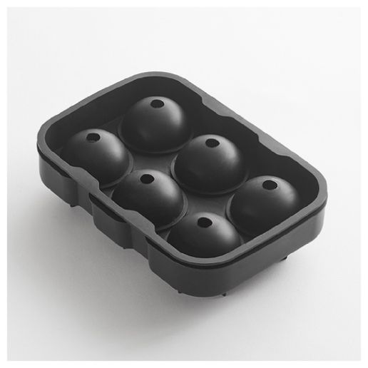 American Metalcraft SMSR8 Black Silicone 6 Compartment 1 1/2 Sphere Ice Mold with Lid
