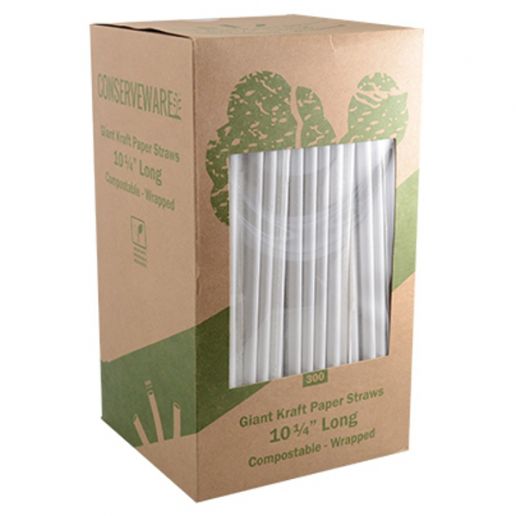 Basic Nature Brown PLA Plastic / Coffee Ground Straw - Compostable - 8 1/4  - 2000 count box