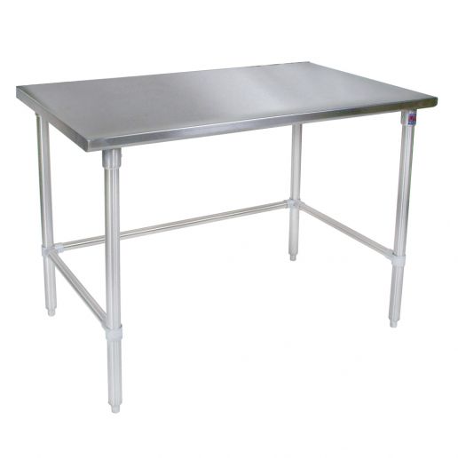 60 Length x 30 Width John Boos Stallion ST6-3060GSK Stainless Steel Flat Top Work Table with Adjustable Glavanized Lower Shelf and Legs 