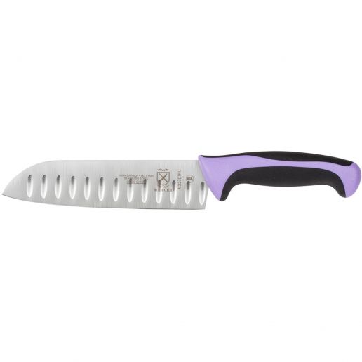 Purple Mercer Culinary Millennia 7-Inch Stainless Steel Granton Edge Santoku Knife 