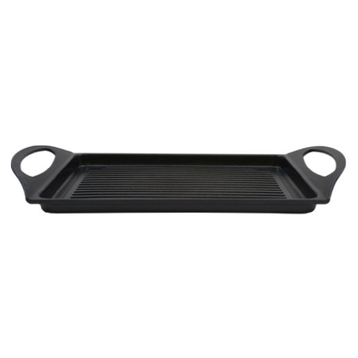 Tablecraft CWDC1070 CaterWare 18 x 11 Rectangular Grooved Die-Cast  Induction Ready Grill Pan
