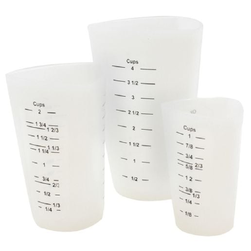 Tablecraft Flexible Measuring Cups, Silicone, Set of 3, Includes: 1, 2 & 4  Cups