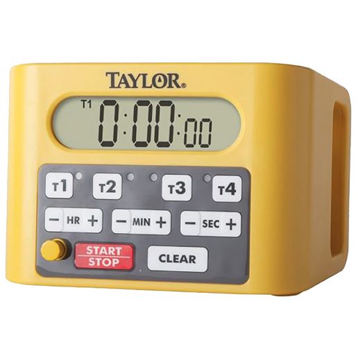 Taylor 5839 Yellow Countertop 6-1/4 Inch x 4-1/4 Inch Four Event Digital  Timer