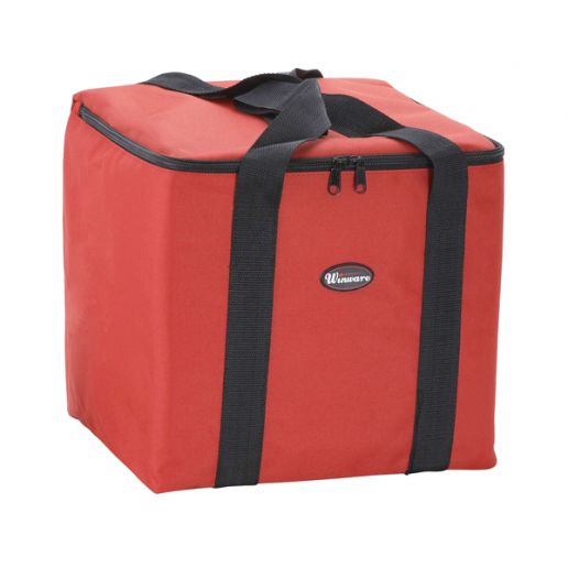 ServIt Red Nylon Heavy-Duty Insulated Soft-Sided Dual Compartment Pizza  Delivery Bag - Holds Up To (3) 16