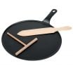Matfer 071122 Cast Iron Crepe Pan with Beech Wood Spatula and Scraper