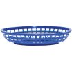 Tablecraft 1074BL Royal Blue Plastic Classic Oval Fast Food Basket - 9-1/4