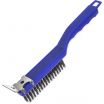 Carlisle 4067100 Blue 11 1/2 Inch Sparta Pistol Grip Plastic Handle Scratch Brush With Carbon Tempered Steel Bristles And End-Scraper
