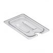 Cambro 40CWCHN135 1/4 Size Clear Polycarbonate Camwear Food Pan Lid w/ Handles & Utensil Notch