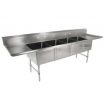 John Boos 4B18244-2D18 Stainless Steel B Series 111 Inch Four Compartment Sink w/ Dual Drainboards